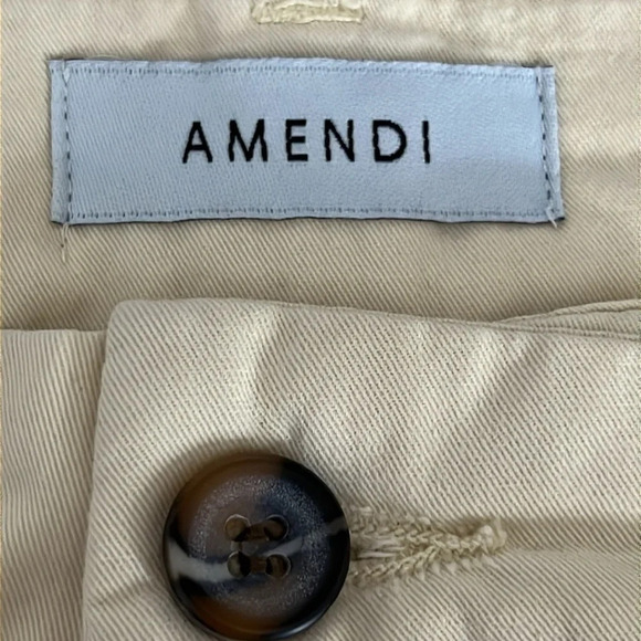 Amendi Gunnar in Light Beige Organic Cotton Pleat Front Button Fly Pants - Sz 32 - Picture 4 of 11